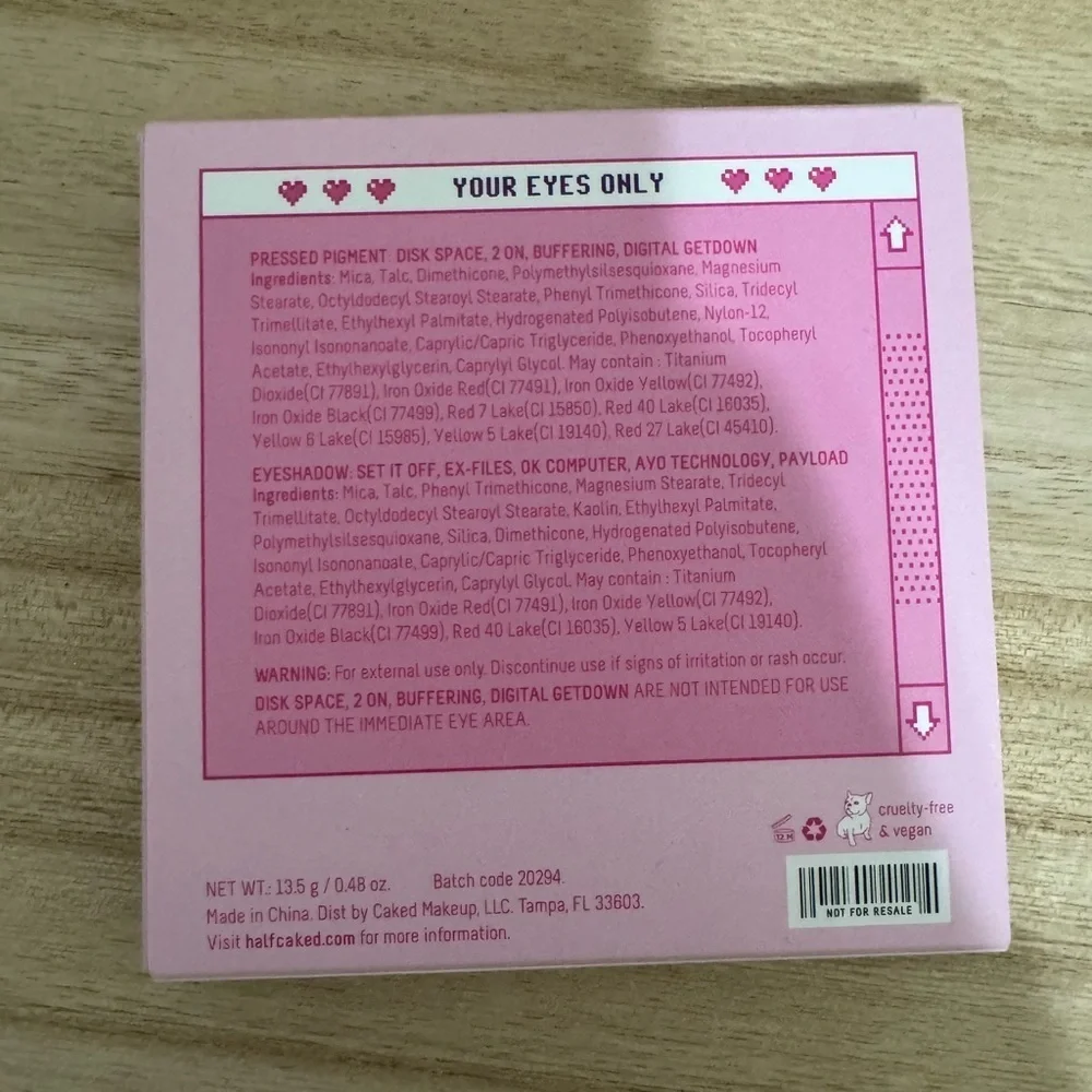 NWT Half Caked Your Eyes Only Eyeshadow Palette